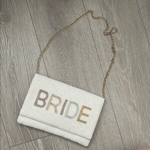 Elegant Cream Bride Clutch with Gold Chain UNUSED